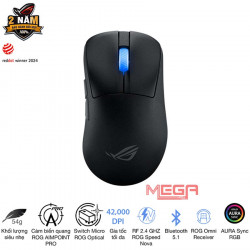 Chuột Gaming ASUS ROG Keris II Ace Wireless Màu đen