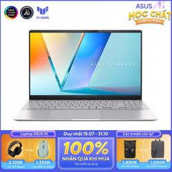 Laptop Asus Vivobook S 15 S5507QA-MA090WS Bạc ( Cpu Snapdragon X Elite X1E-78-100, Ram 32GB, SSD 1TB, Vga Qualcomm Adreno GPU, 15.6 inch 3K OLED 120Hz, Win 11SL)